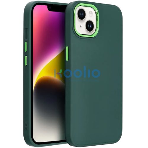 Apple iPhone 17 Pro, Szilikon tok, közepesen ütésálló, fémhatású kamera keret, Frame Case, zöld