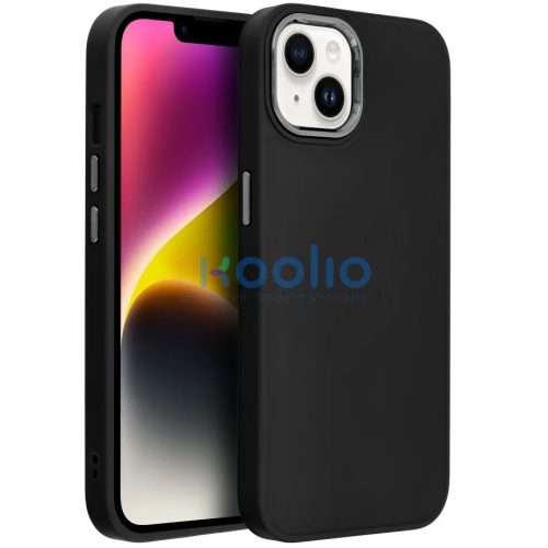 Apple iPhone 17 Pro, Szilikon tok, közepesen ütésálló, fémhatású kamera keret, Frame Case, fekete