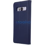 Apple iPhone 17, Oldalra nyíló tok, valódi bőrtok, stand, Smart Pro, sötétkék