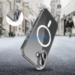 Apple iPhone 17, Műanyag hátlap védőtok + szilikon keret, Magsafe töltővel kompatibilis, FlexAir Hybrid Magsafe, átlátszó