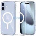 Apple iPhone 17, Műanyag hátlap védőtok + szilikon keret, Magsafe töltővel kompatibilis, csillogó hátlap, FlexAir Hybrid Magsafe Glitter, átlátszó