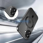 Apple iPhone 17, Műanyag hátlap védőtok + szilikon keret, közepesen ütésálló, Magsafe töltővel kompatibilis, fényes keret, Magflex Magsafe, átlátszó/fekete