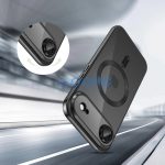 Apple iPhone 17 Pro Max, Műanyag hátlap védőtok + szilikon keret, közepesen ütésálló, Magsafe töltővel kompatibilis, fényes keret, Magflex Magsafe, átlátszó/fekete