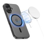 Apple iPhone 17, Műanyag hátlap védőtok + szilikon keret, közepesen ütésálló, Magsafe töltővel kompatibilis, Magslim Magsafe, áttetsző/fekete