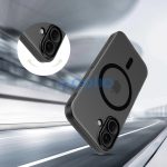 Apple iPhone 17, Műanyag hátlap védőtok + szilikon keret, közepesen ütésálló, Magsafe töltővel kompatibilis, Magslim Magsafe, áttetsző/fekete