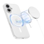 Apple iPhone 17, Műanyag hátlap védőtok + szilikon keret, közepesen ütésálló, Magsafe töltővel kompatibilis, Magslim Magsafe, áttetsző/fehér