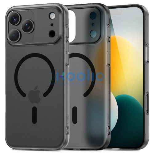 Apple iPhone 17 Pro, Műanyag hátlap védőtok + szilikon keret, közepesen ütésálló, Magsafe töltővel kompatibilis, Magslim Magsafe, áttetsző/fekete