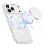 Apple iPhone 17 Pro Max, Műanyag hátlap védőtok + szilikon keret, közepesen ütésálló, Magsafe töltővel kompatibilis, Magslim Magsafe, áttetsző/fehér