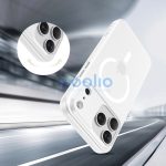 Apple iPhone 17 Pro Max, Műanyag hátlap védőtok + szilikon keret, közepesen ütésálló, Magsafe töltővel kompatibilis, Magslim Magsafe, áttetsző/fehér