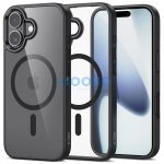 Apple iPhone 17, Műanyag hátlap védőtok + szilikon keret, Magsafe töltővel kompatibilis, Magmat Magsafe, átlátszó/fekete