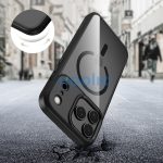 Apple iPhone 17 Pro, Műanyag hátlap védőtok + szilikon keret, Magsafe töltővel kompatibilis, Magmat Magsafe, átlátszó/fekete