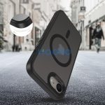 Apple iPhone 16e / 17e, Műanyag hátlap védőtok + szilikon keret, Magsafe töltővel kompatibilis, Magmat Magsafe, áttetsző/fekete