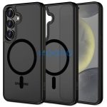 Samsung Galaxy S25 Plus SM-S936, Műanyag hátlap védőtok + szilikon keret, Magsafe töltővel kompatibilis, Magmat Magsafe, áttetsző/fekete