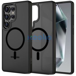   Samsung Galaxy S25 Ultra SM-S938, Műanyag hátlap védőtok + szilikon keret, Magsafe töltővel kompatibilis, Magmat Magsafe, áttetsző/fekete