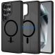 Samsung Galaxy S25 Ultra SM-S938, Műanyag hátlap védőtok + szilikon keret, Magsafe töltővel kompatibilis, Magmat Magsafe, áttetsző/fekete