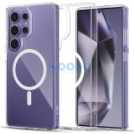 Samsung Galaxy S25 Ultra SM-S938, Műanyag hátlap védőtok + szilikon keret, Magsafe töltővel kompatibilis, FlexAir Hybrid Magsafe, átlátszó