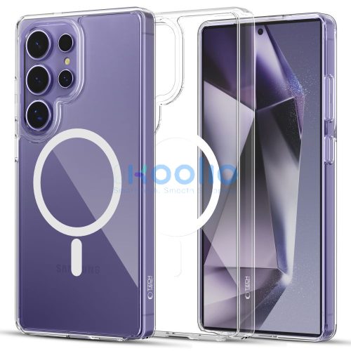 Samsung Galaxy S25 Ultra SM-S938, Műanyag hátlap védőtok + szilikon keret, Magsafe töltővel kompatibilis, FlexAir Hybrid Magsafe, átlátszó