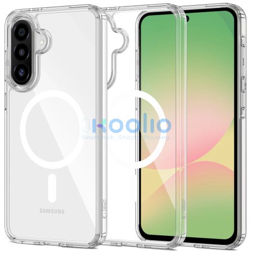 Samsung Galaxy A17 4G / A17 5G SM-A175F / A176B, Műanyag hátlap védőtok + szilikon keret, Magsafe töltővel kompatibilis, FlexAir Hybrid Magsafe, átlátszó