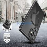 Samsung Galaxy S25 Ultra SM-S938, Műanyag hátlap védőtok + szilikon keret, közepesen ütésálló, Magsafe töltővel kompatibilis, fényes keret, Magflex Magsafe, átlátszó/fekete