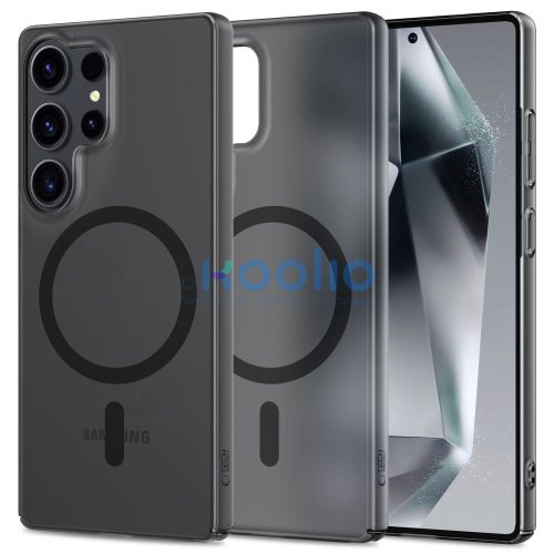 Samsung Galaxy S25 Ultra SM-S938, Műanyag hátlap védőtok + szilikon keret, közepesen ütésálló, Magsafe töltővel kompatibilis, Magslim Magsafe, áttetsző/fekete