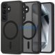 Samsung Galaxy S25 SM-S931, Műanyag hátlap védőtok + szilikon keret, Magsafe töltővel kompatibilis, kameravédő kerettel, Magcam Magsafe, áttetsző/fekete