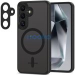 Samsung Galaxy S25 SM-S931, Műanyag hátlap védőtok + szilikon keret, Magsafe töltővel kompatibilis, kameravédő kerettel, Magcam Magsafe, áttetsző/fekete