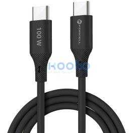   USB Type-C töltő- és adatkábel, USB Type-C, 100 cm, 5000 mA, 100W, törésgátlóval, gyorstöltés, PD, QC 4.0, Forcell F-Energy C347, fekete