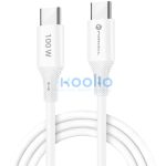 USB Type-C töltő- és adatkábel, USB Type-C, 100 cm, 5000 mA, 100W, törésgátlóval, gyorstöltés, PD, QC 4.0, Forcell F-Energy C347, fehér