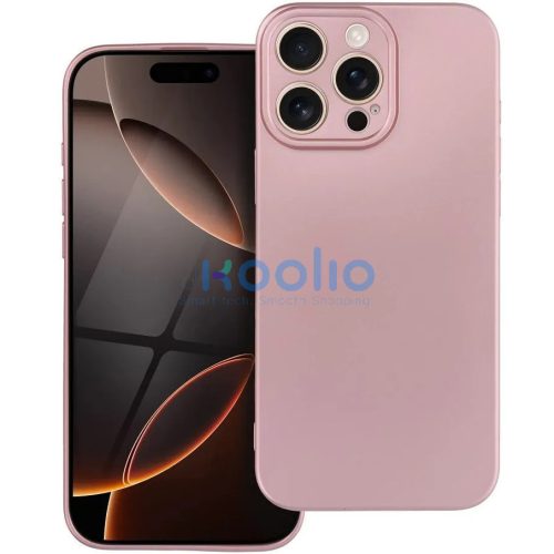 Apple iPhone 16 Pro, Szilikon tok, mikrofiber plüss belső, csillogó hátlap, Metallic Case, rózsaszín