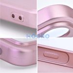 Apple iPhone 16e / 17e, Szilikon tok, mikrofiber plüss belső, csillogó hátlap, Metallic Case, rózsaszín