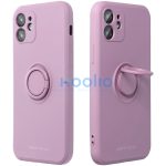 Apple iPhone 17, Szilikon tok, stand, telefontartó gyűrű, Roar Amber, lila