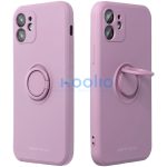 Apple iPhone 15 Plus, Szilikon tok, stand, telefontartó gyűrű, Roar Amber, lila
