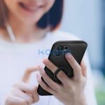 Apple iPhone 16 Plus, Szilikon tok, stand, telefontartó gyűrű, Roar Amber, fekete