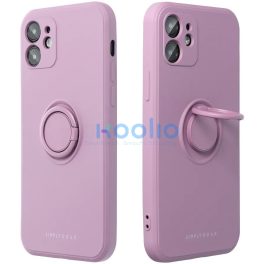   Apple iPhone 16 Plus, Szilikon tok, stand, telefontartó gyűrű, Roar Amber, lila