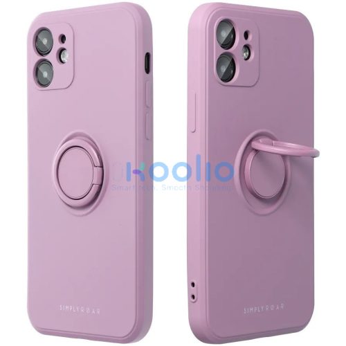 Apple iPhone 16 Plus, Szilikon tok, stand, telefontartó gyűrű, Roar Amber, lila