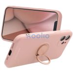 Apple iPhone 16 Plus, Szilikon tok, stand, telefontartó gyűrű, Roar Amber, rózsaszín