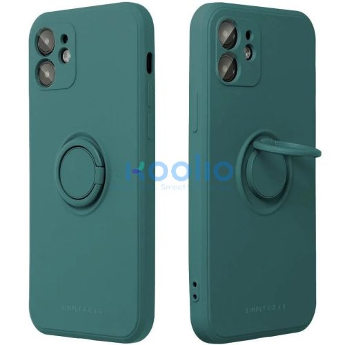 Apple iPhone 16 Plus, Szilikon tok, stand, telefontartó gyűrű, Roar Amber, zöld