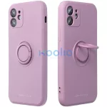 Samsung Galaxy S25 Ultra SM-S938, Szilikon tok, stand, telefontartó gyűrű, Roar Amber, lila