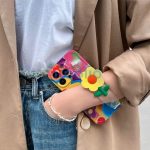 Apple iPhone 15, Szilikon tok, kézpánttal, virág minta, Flower Case, mintás