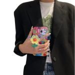 Apple iPhone 16, Szilikon tok, kézpánttal, virág minta, Flower Case, mintás