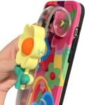 Apple iPhone 16 Pro, Szilikon tok, kézpánttal, virág minta, Flower Case, mintás