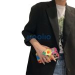 Apple iPhone 16 Pro, Szilikon tok, kézpánttal, virág minta, Flower Case, mintás