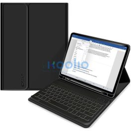  Apple iPad 10.9 (2022) / iPad 11 (2025), Bluetooth billentyűzetes mappa tok, érintőceruza tartó, érintőceruza nélkül, TP SC Pen Holder + Keyboard, fekete