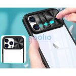 Apple iPhone 15 Plus, Műanyag hátlap + szilikon keret, átlátszó akril hátlap, kamera védelem, Wooze Trendy, lila