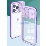 Apple iPhone 15 Plus, Műanyag hátlap + szilikon keret, átlátszó akril hátlap, kamera védelem, Wooze Trendy, lila