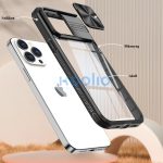 Apple iPhone 15 Pro Max, Műanyag hátlap + szilikon keret, átlátszó akril hátlap, kamera védelem, Wooze Trendy, rózsaszín/kék