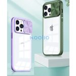 Apple iPhone 15 Pro Max, Műanyag hátlap + szilikon keret, átlátszó akril hátlap, kamera védelem, Wooze Trendy, rózsaszín/kék