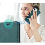 Apple iPhone 16 Pro, Oldalra nyíló tok, stand, kártyatartóval, kézpánttal, Wooze Business Plus, zöld