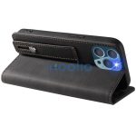 Apple iPhone 16 Pro Max, Oldalra nyíló tok, stand, kártyatartóval, kézpánttal, Wooze Business Plus, fekete