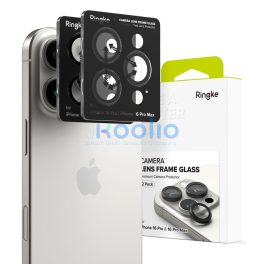   Apple iPhone 16 Pro / 16 Pro Max, Kamera lencsevédő fólia, ütésálló fólia, Tempered Glass (edzett üveg), alumínium keret, Ringke Camera Frame Protector, fekete